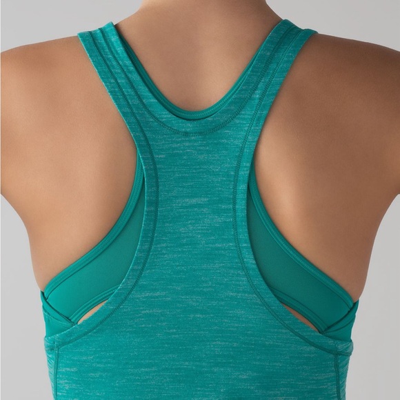 Lululemon Glide and Stride Tank Heathered Viridian Green Workout Top - Picture 3 of 12
